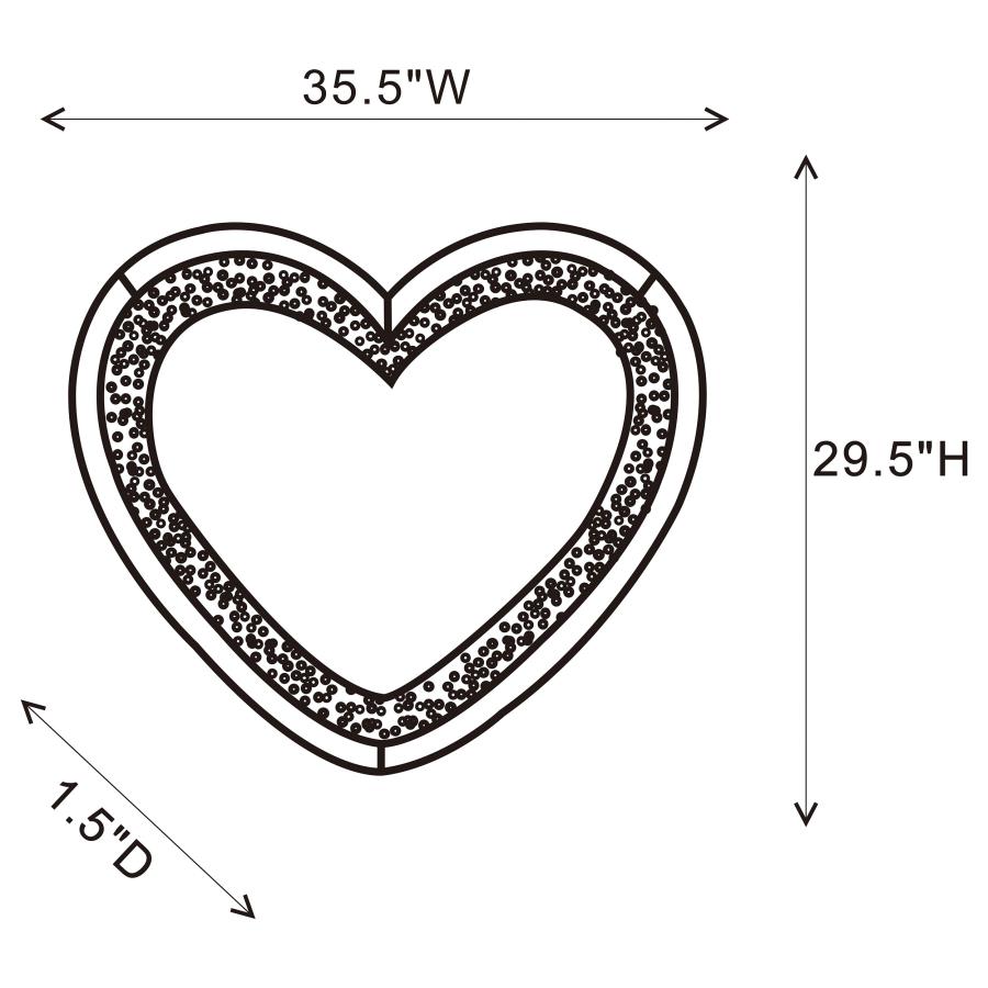Modal Additional Images for Aiko 36 x 30 Inch Heart Shaped LED Light Wall Mirror Silver