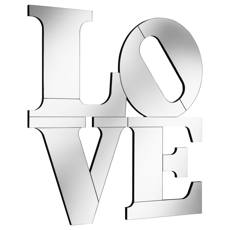 Keiran 40 x 40 Inch LOVE Lettered Wall Mirror Silver (image for) Keiran 40 x 40 Inch LOVE Lettered Wall Mirror Silver