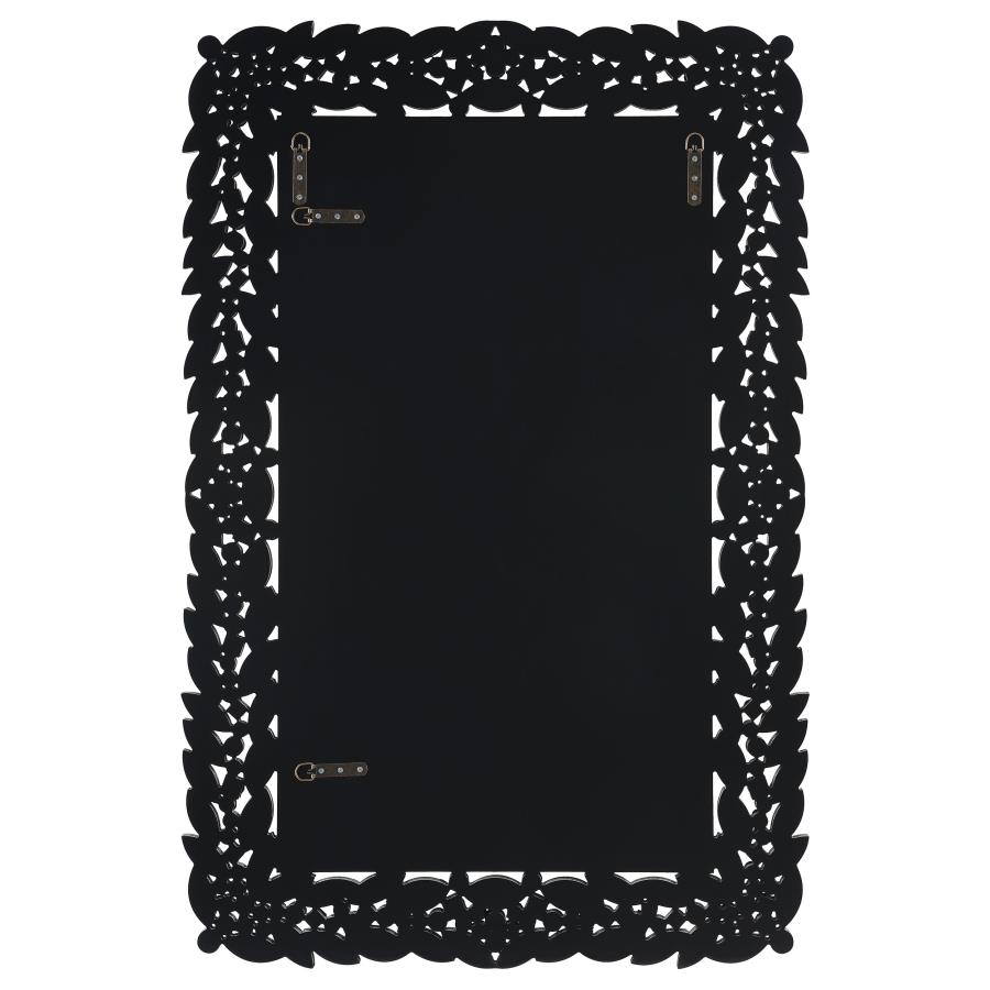 Cecily 32 x 47 Inch Leaf Border Crystal Wall Mirror Silver