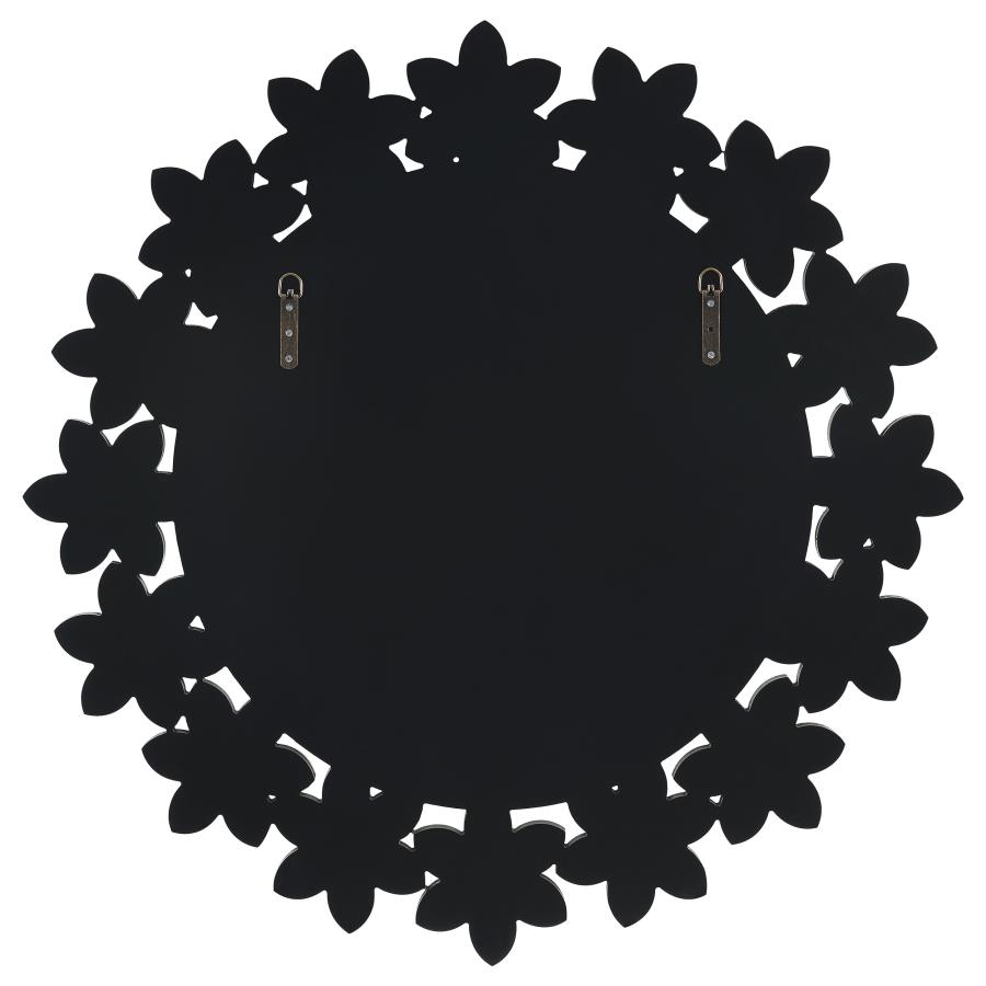 Cordelia 36 x 36 Inch Round Floral Wall Mirror Silver
