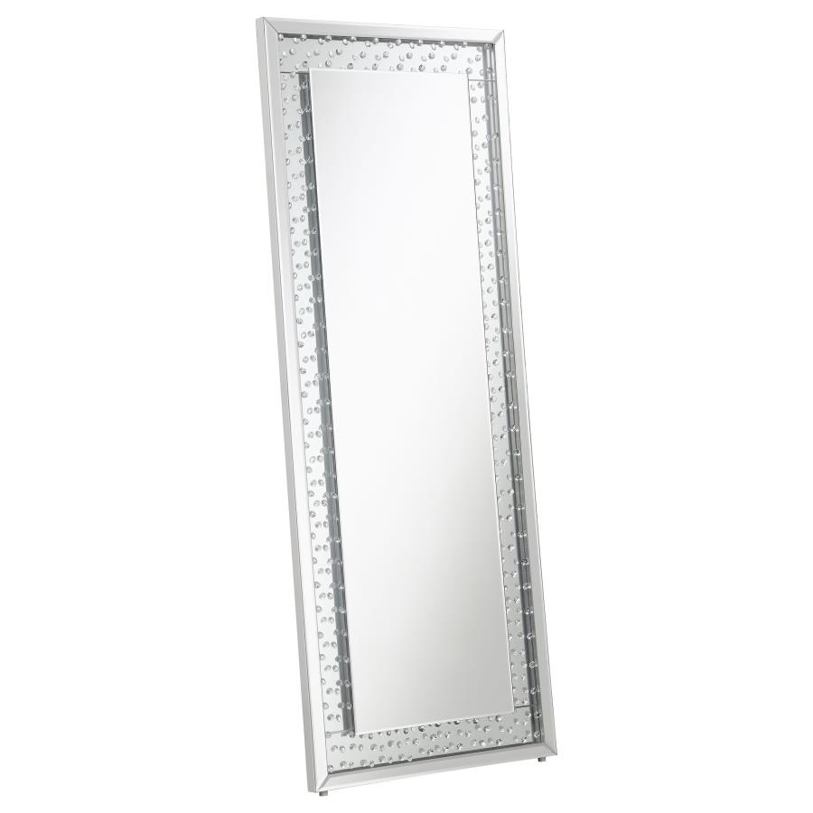 (image for) Yves 24 x 63 Inch Acrylic Crystal Floor Mirror Silver