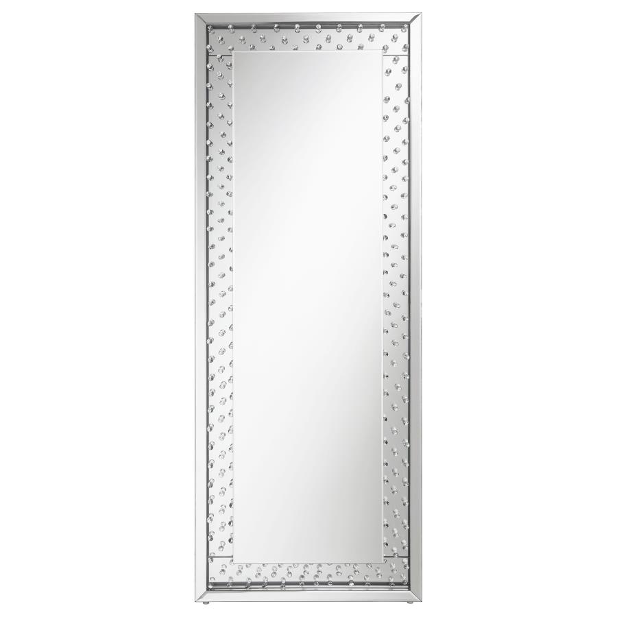 Yves 24 x 63 Inch Acrylic Crystal Floor Mirror Silver