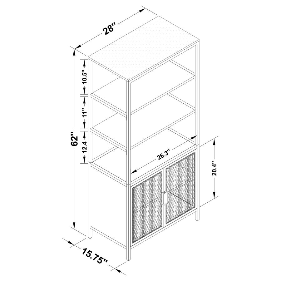 Modal Additional Images for Amherst 3-shelf Radio Weave Cane Metal Accent Cabinet White