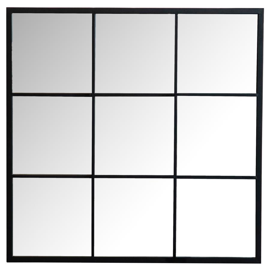 Quetzal 35 x 35 Inch Square Window Pane Wall Mirror Black (image for) Quetzal 35 x 35 Inch Square Window Pane Wall Mirror Black