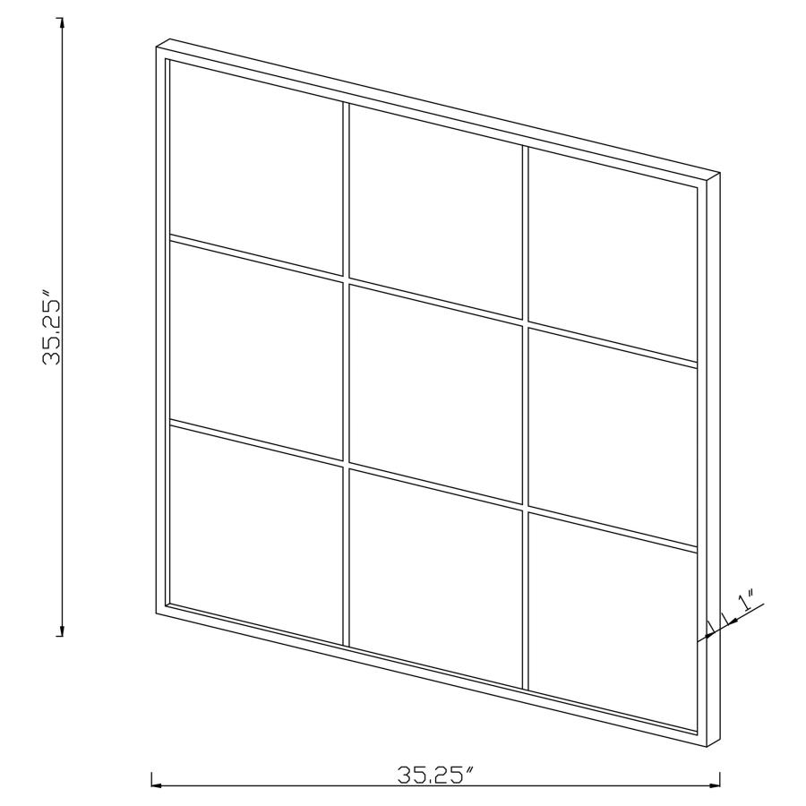 Modal Additional Images for Quetzal 35 x 35 Inch Square Window Pane Wall Mirror Black
