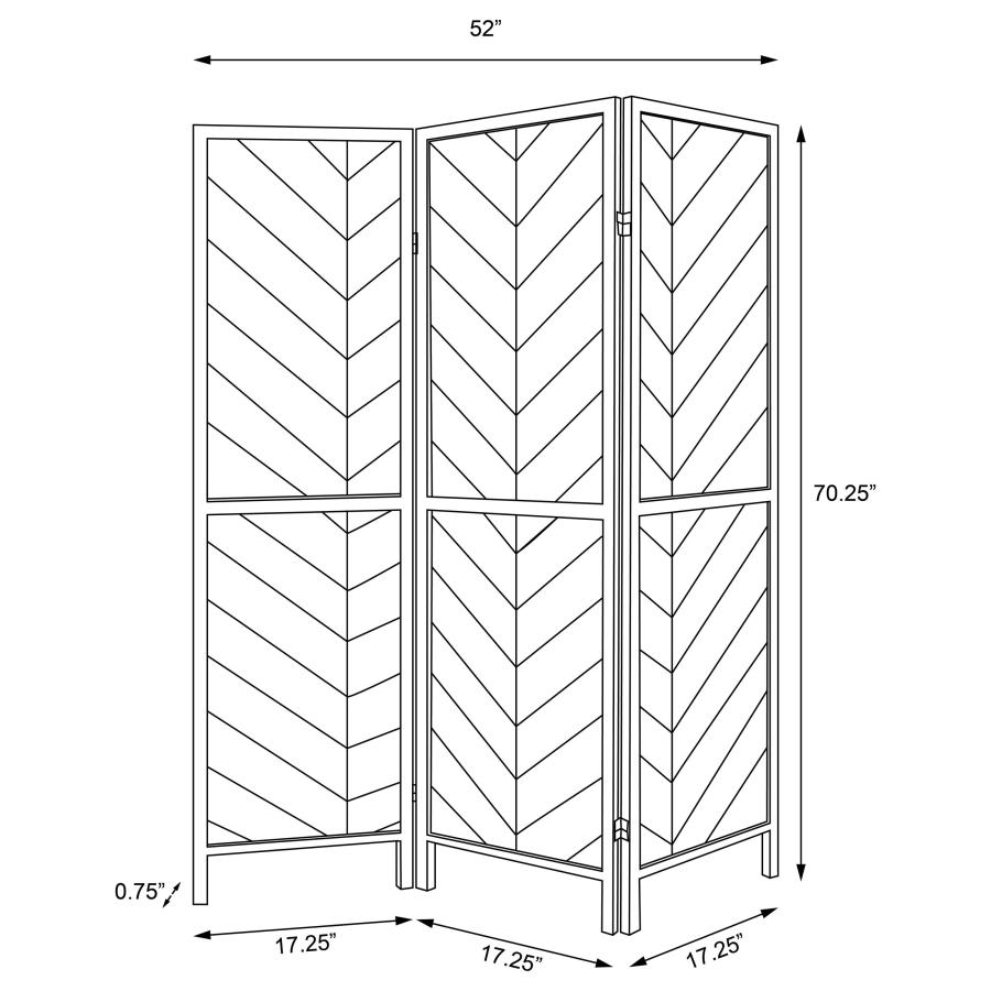 Modal Additional Images for Marlene 3-Panel Room Divider Folding Screen Rustic Tobacco