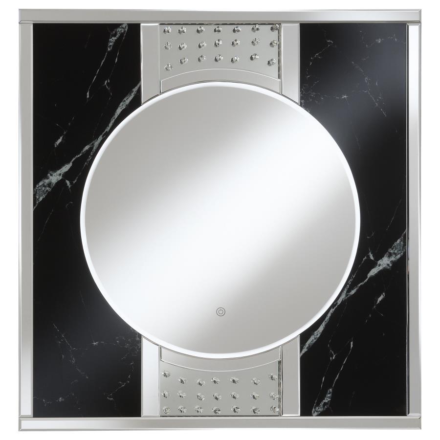 (image for) Carter 34 x 36 Inch Square LED Light Wall Mirror Black
