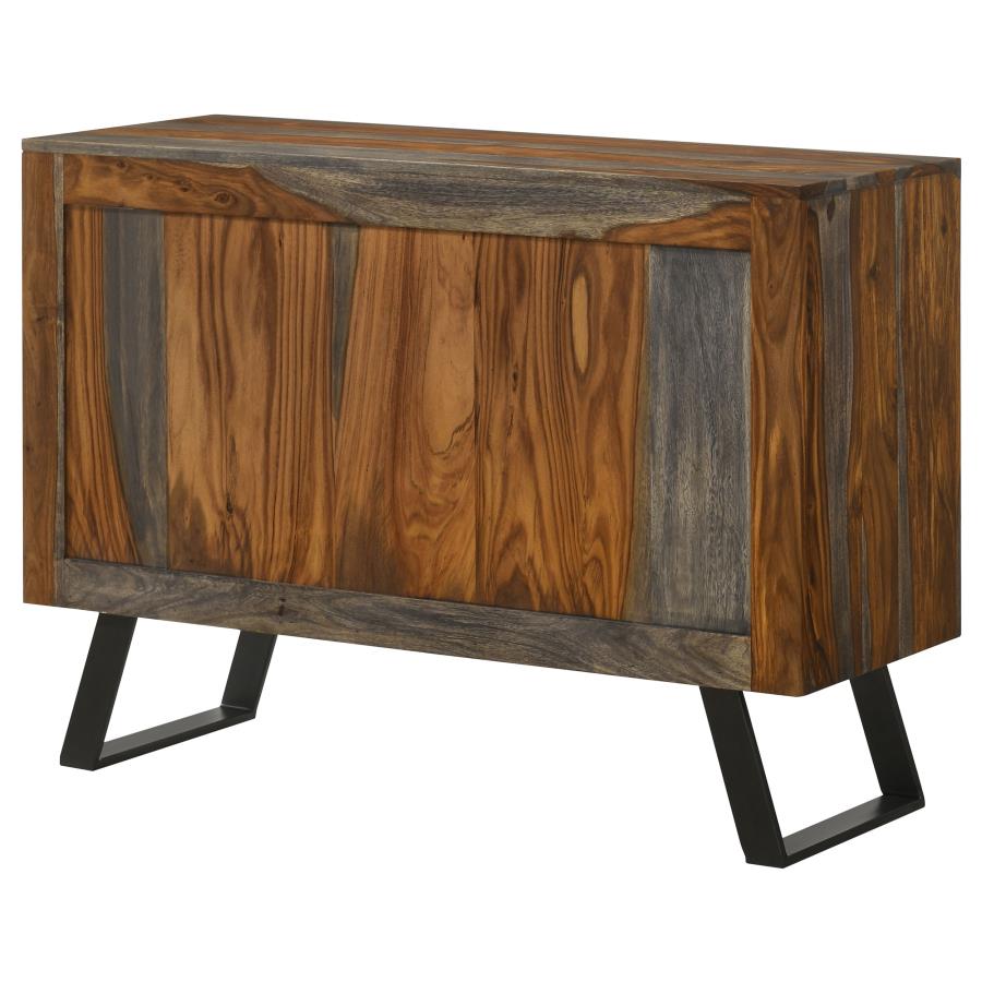 Mathis 2-door Sheesham Wood Storage Accent Cabinet Grey