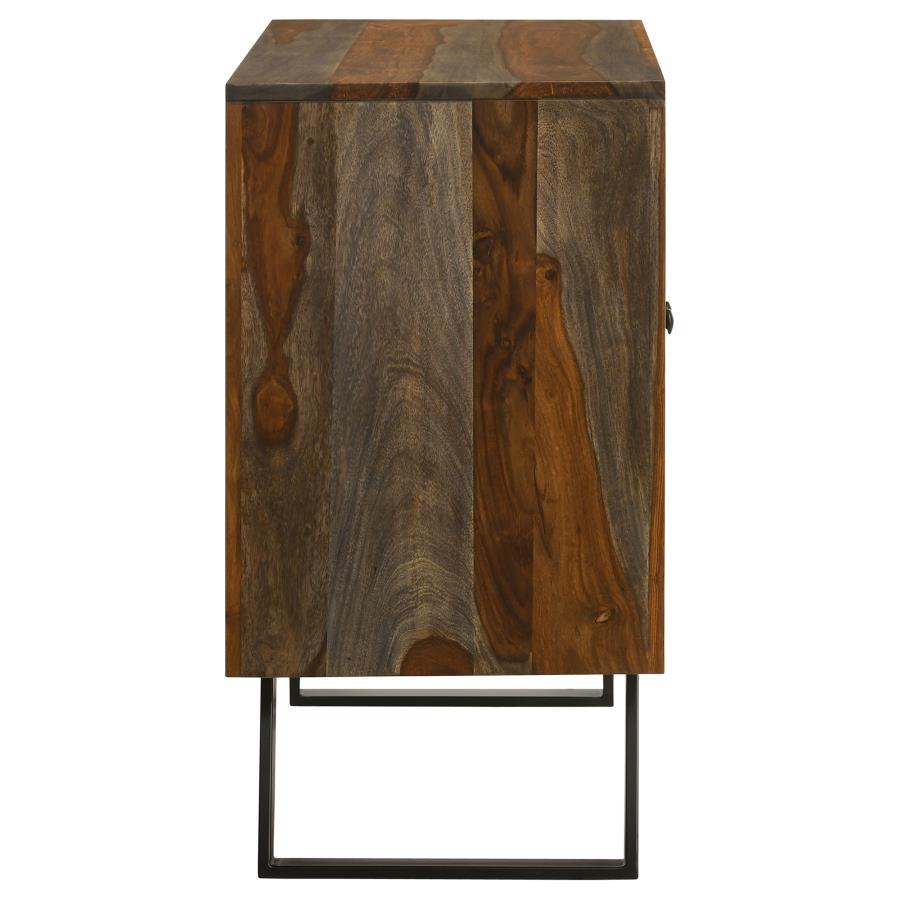 Mathis 2-door Sheesham Wood Storage Accent Cabinet Grey