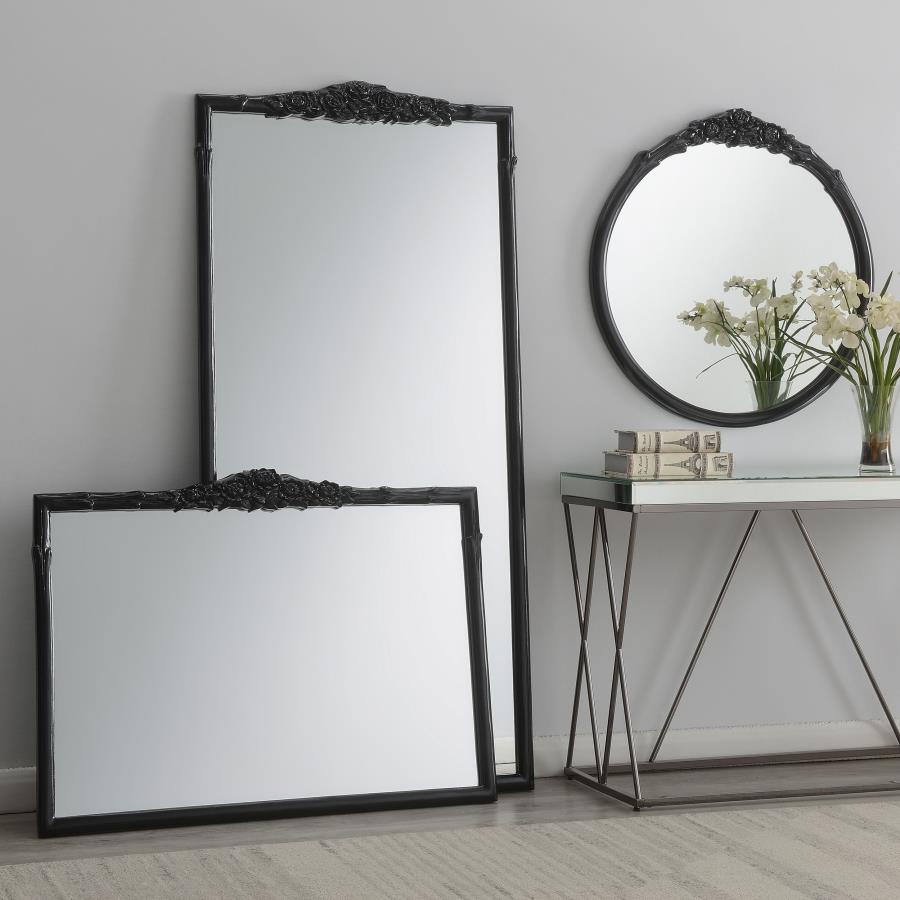 Modal Additional Images for Sylvie 40 x 30 Inch French Provincial Mantle Mirror Black