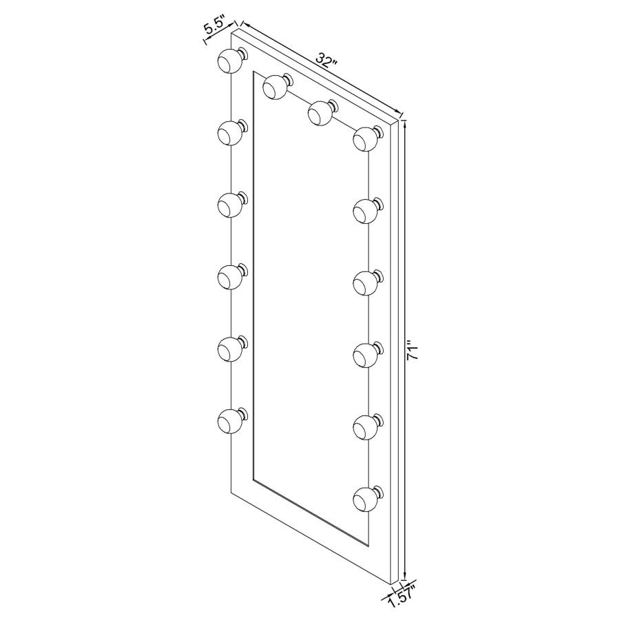 Modal Additional Images for Zayan 32 x 71 Inch Floor Mirror LED Lighting Black Gloss
