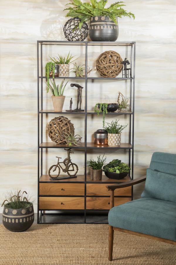 Modal Additional Images for Belcroft 74-inch 4-drawer Storage Bookshelf Natural Acacia