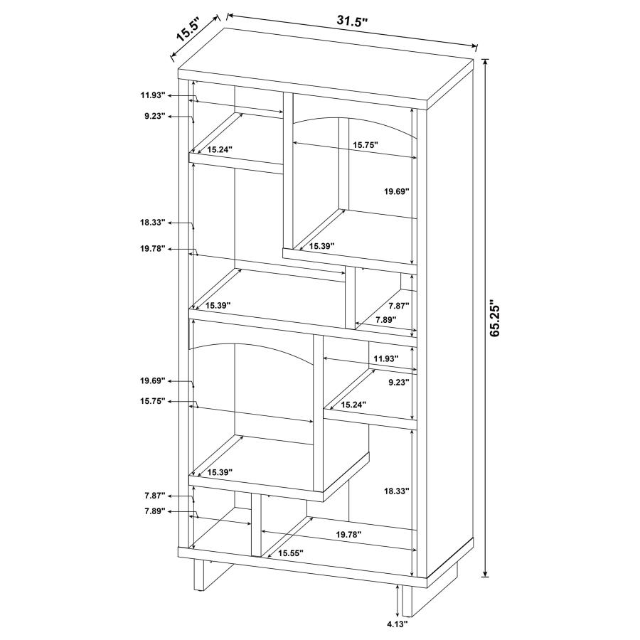 Modal Additional Images for Dalton 65-inch 6-shelf Bookcase White and Distressed Pine