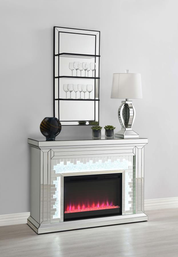 Modal Additional Images for Gilmore Mirrored Freestanding Electric Fireplace Silver